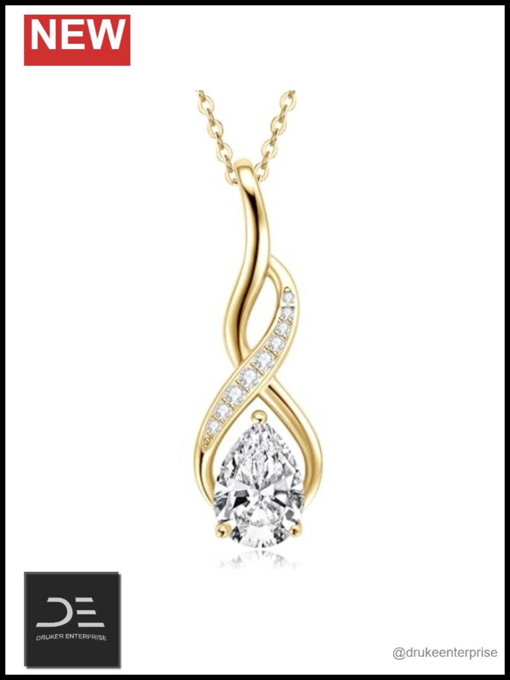 2ct Infinity Moissanite Pendant Necklace 925 Sterling Silver